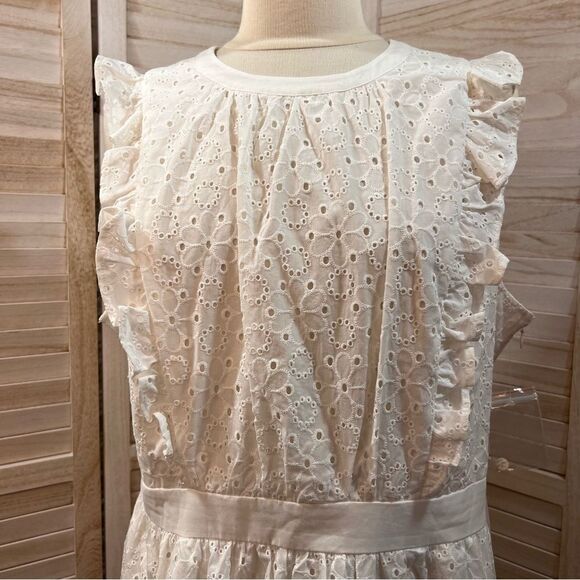 Modcloth White Eyelet Sleeveless Midi Dress 14 - Picture 4 of 11